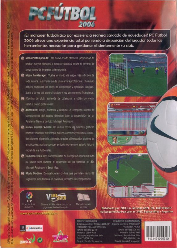 Back Cover for PC Fútbol 2006 (Windows)