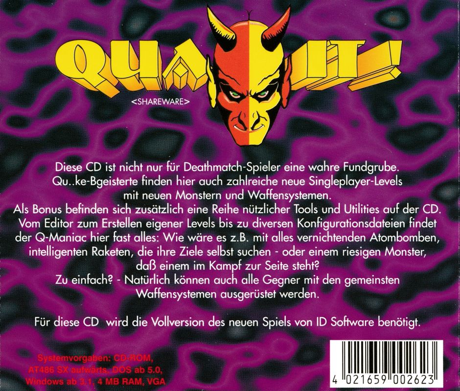 Back Cover for Earth-Quake (DOS)