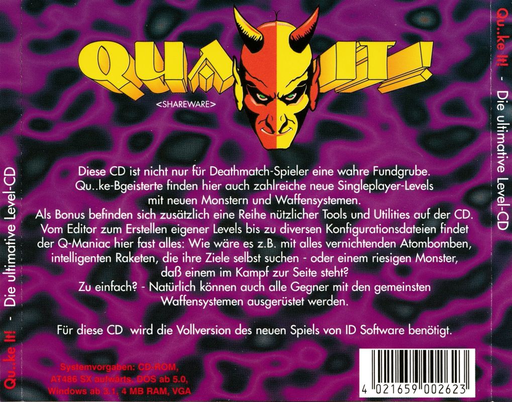 Back Cover for Earth-Quake (DOS): Full Back Cover