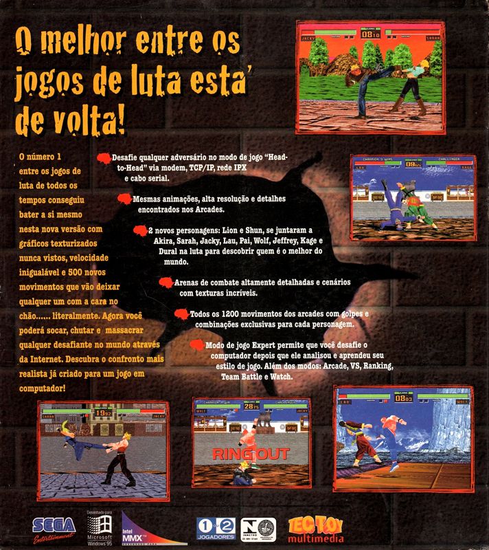 Back Cover for Virtua Fighter 2 (Windows)