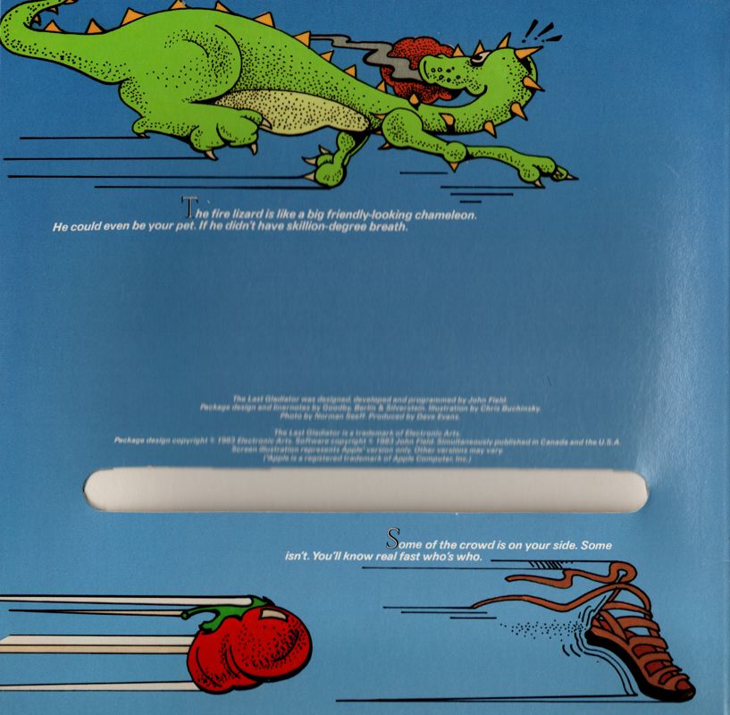 Inside Cover for The Last Gladiator (Apple II): Disk sleeve