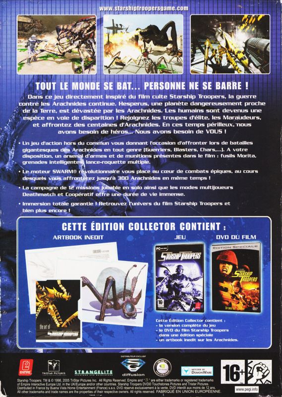 Back Cover for Starship Troopers (Edition Collector) (Windows)