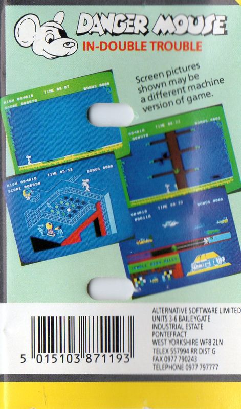 Back Cover for Danger Mouse in Double Trouble (ZX Spectrum) (Alternative Software budget release)