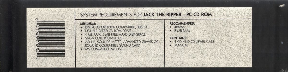 Spine/Sides for Jack the Ripper (DOS): Bottom