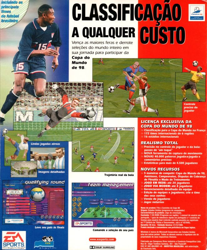 Back Cover for FIFA: Road to World Cup 98 (Windows)