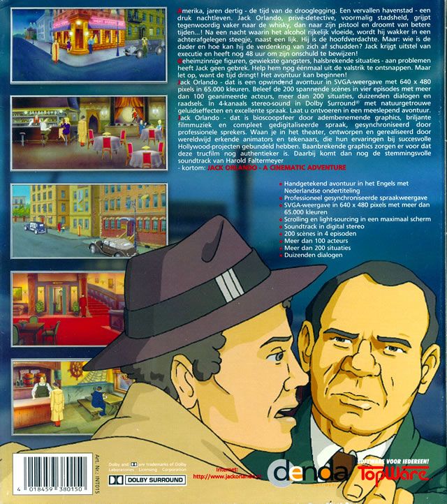 Back Cover for Jack Orlando: A Cinematic Adventure (DOS and Windows)