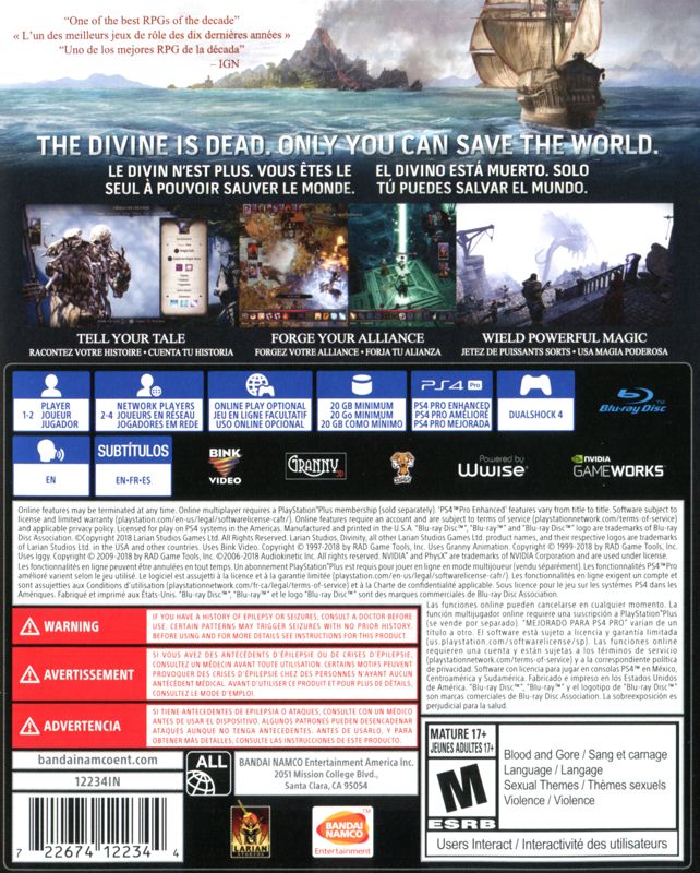 Back Cover for Divinity: Original Sin II (PlayStation 4)