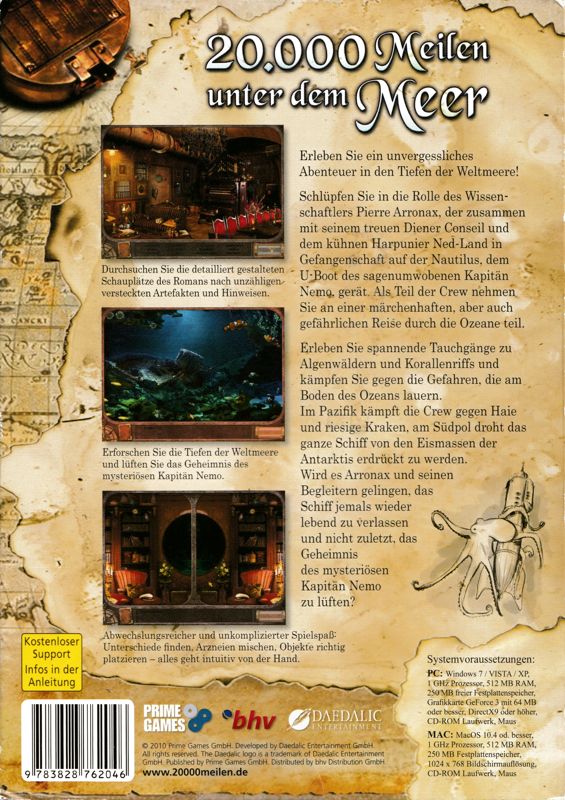 Back Cover for 20,000 Leagues Under the Sea (Macintosh and Windows)