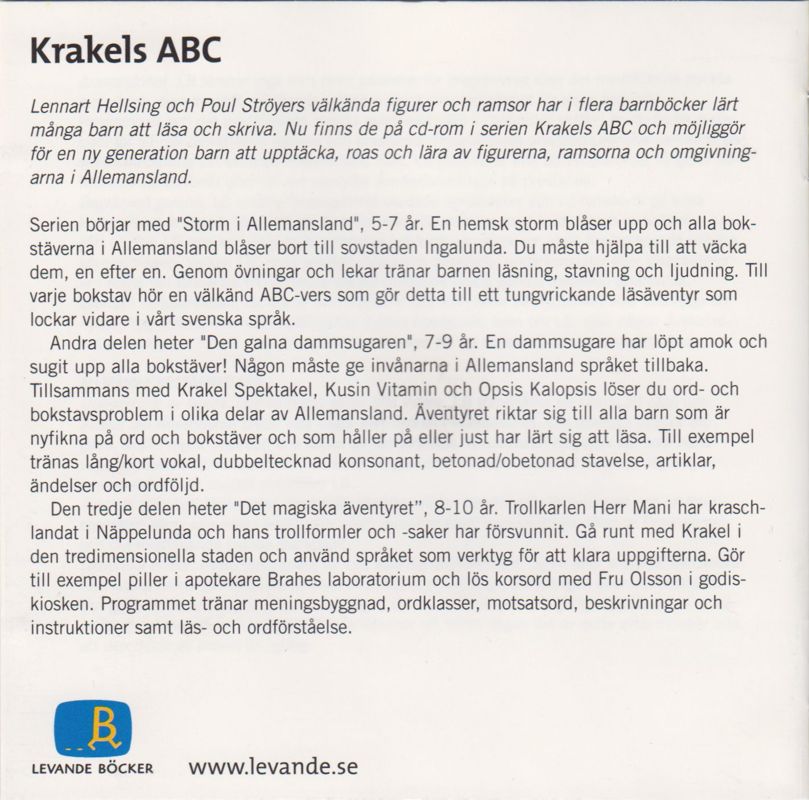 Manual for Krakels ABC: Ordlek (Macintosh and Windows): Back