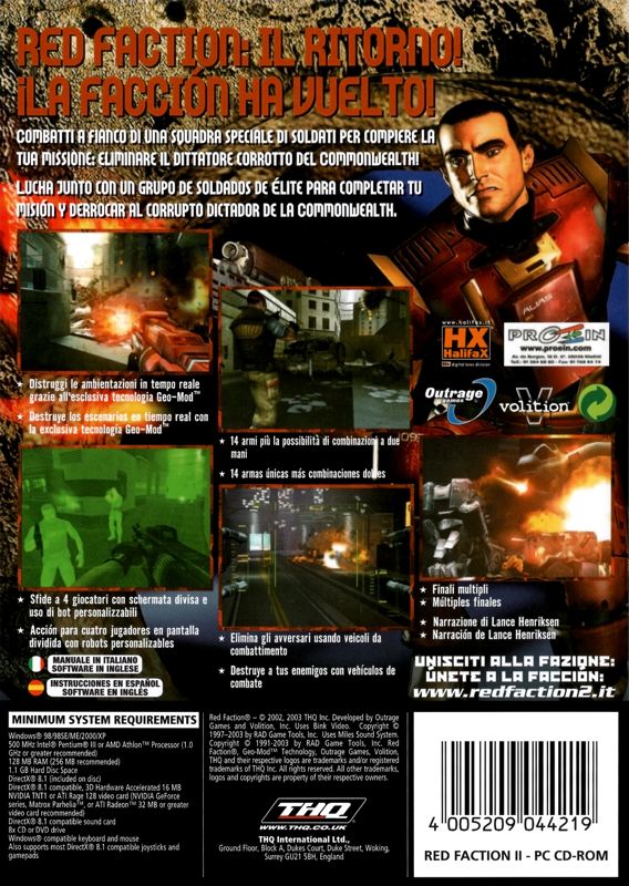 Back Cover for Red Faction II (Windows)