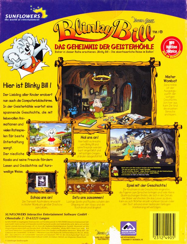 Back Cover for Blinky Bill's Ghost Cave (Macintosh and Windows and Windows 3.x)