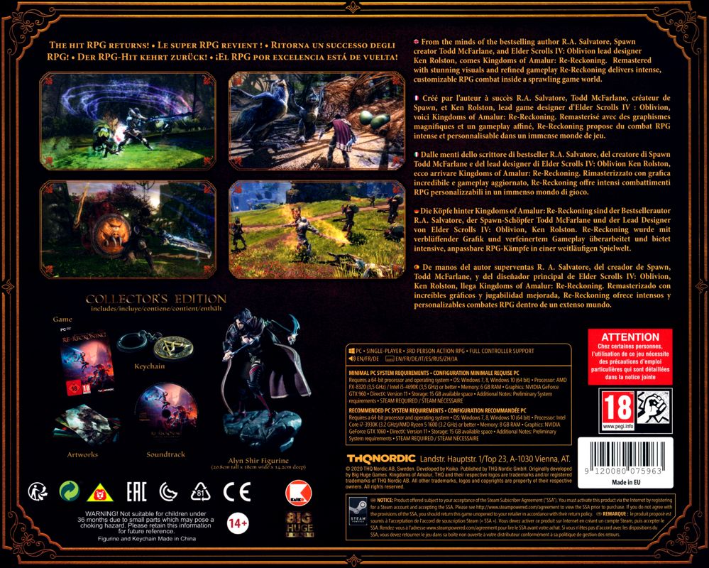 Back Cover for Kingdoms of Amalur: Re-Reckoning (Collector's Edition) (Windows)