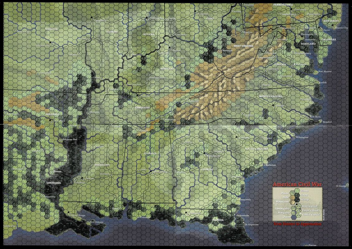 Map for American Civil War: From Sumter to Appomattox (Windows and Windows 3.x)