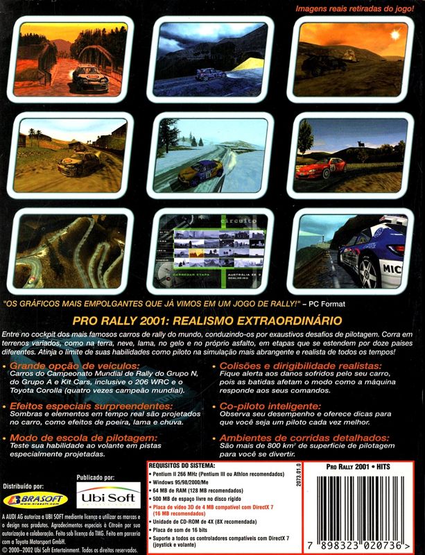 Back Cover for Pro Rally 2001 (Windows) (Brasoft Hits release)
