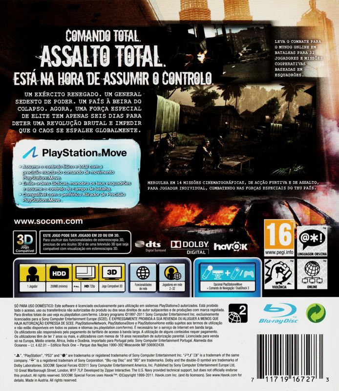 Back Cover for SOCOM 4: U.S. Navy SEALs (PlayStation 3)