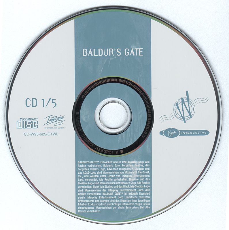 Media for Baldur's Gate (Windows) (White Label release): Disc 1/5