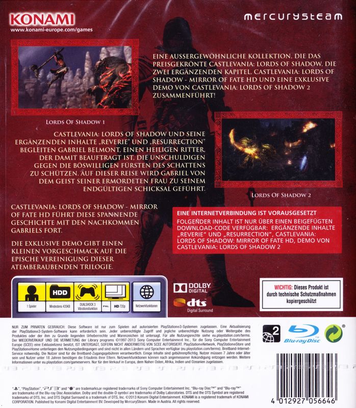 Back Cover for Castlevania: Lords of Shadow Collection (PlayStation 3)