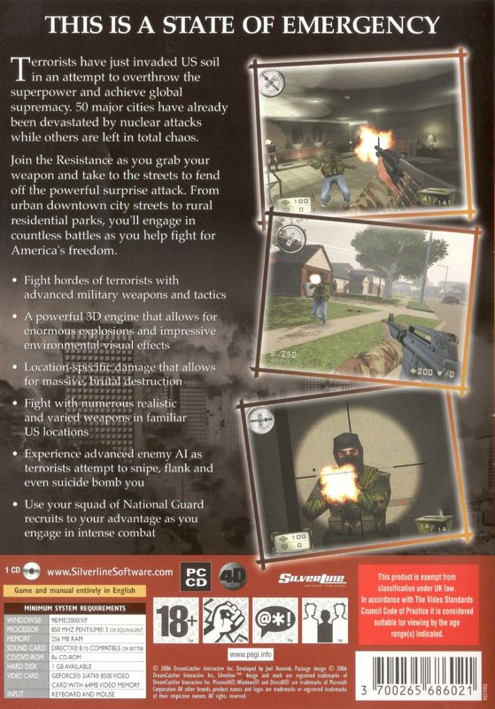 Back Cover for Patriots: A Nation Under Fire (Windows) (General European release)