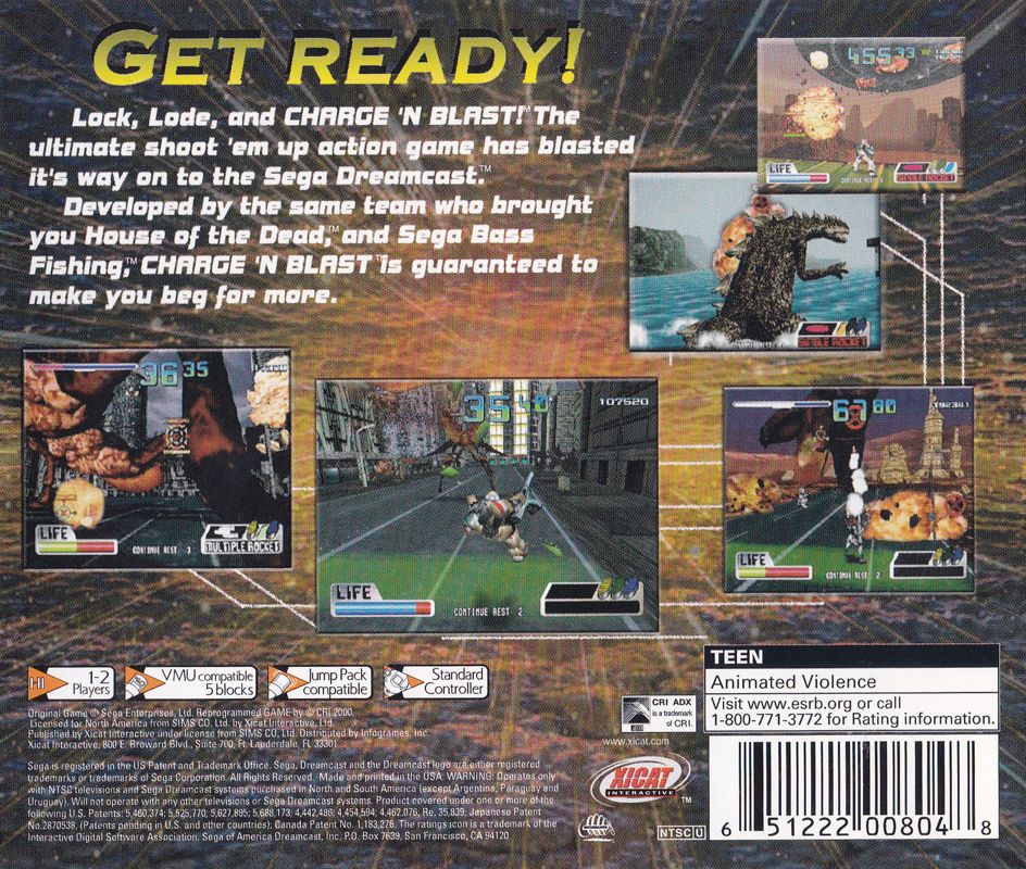 Back Cover for Charge 'n Blast (Dreamcast)
