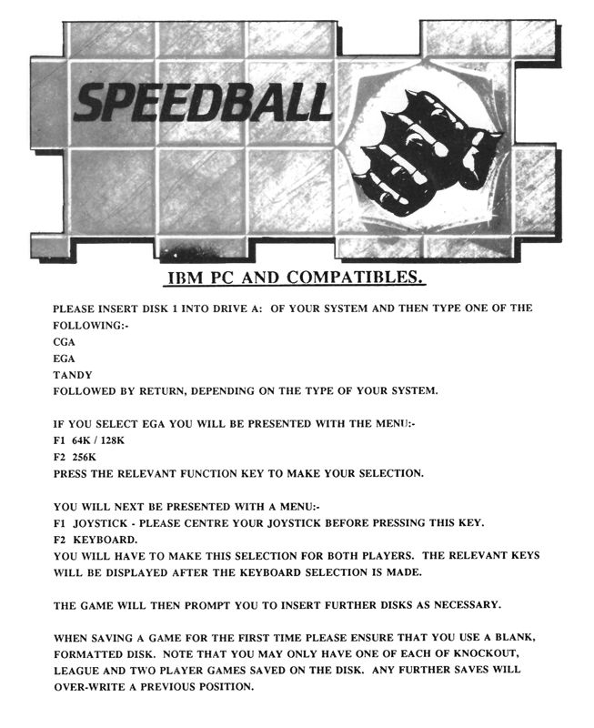 Speedball cover or packaging material MobyGames