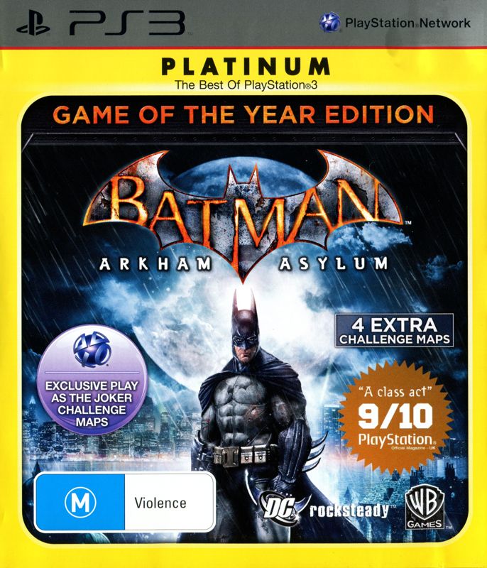 Front Cover for Batman: Arkham Asylum - Game of the Year Edition (PlayStation 3) (Platinum release)