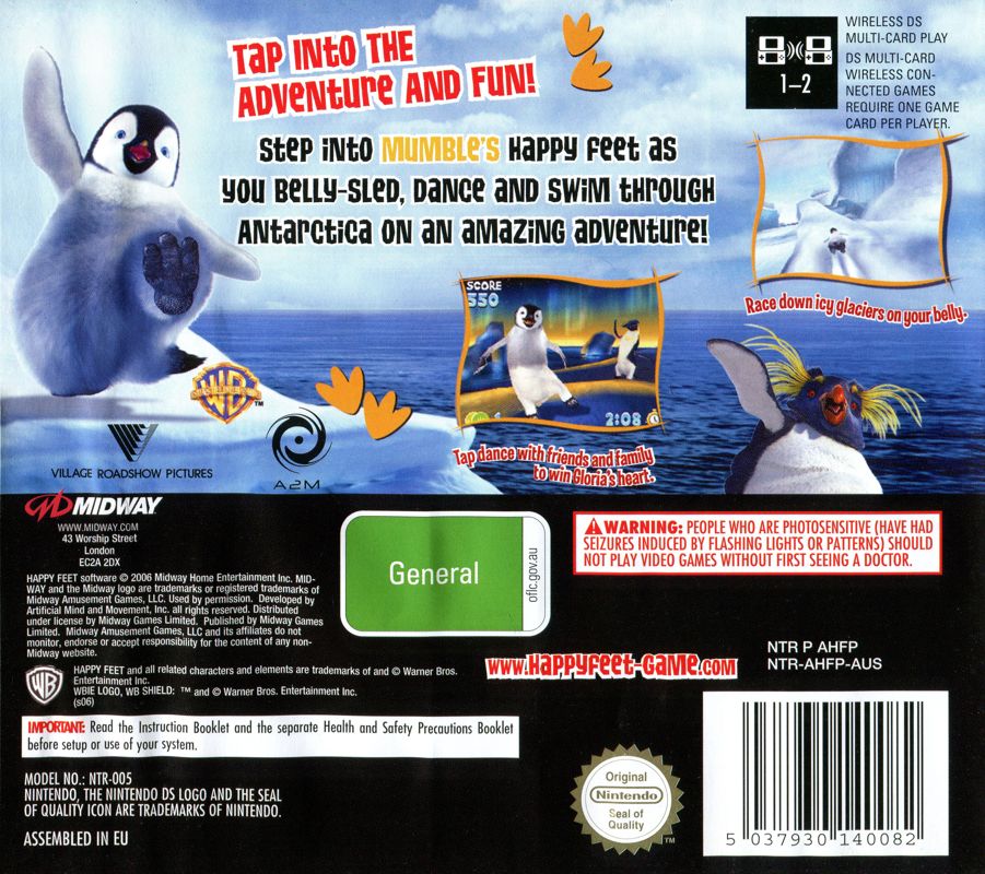 Back Cover for Happy Feet (Nintendo DS)