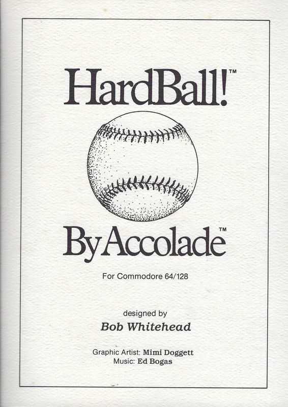 Manual for HardBall! (Commodore 64) (Original release): On thicker/more rigid "card stock" than later versions