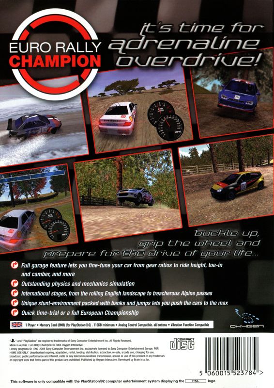 Back Cover for Maximum Racing: Rally Racer (PlayStation 2)