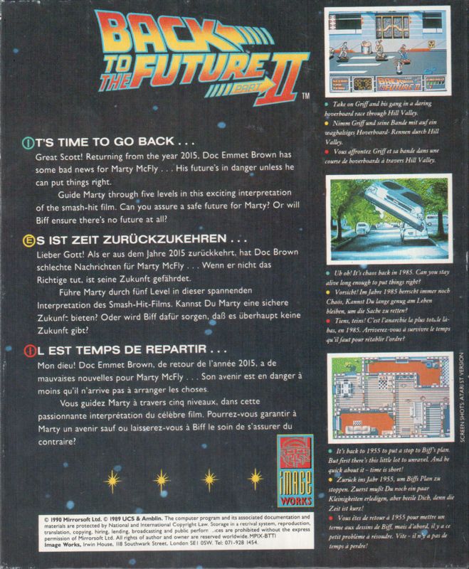 Back Cover for Back to the Future Part II (Commodore 64) (floppy disk version)