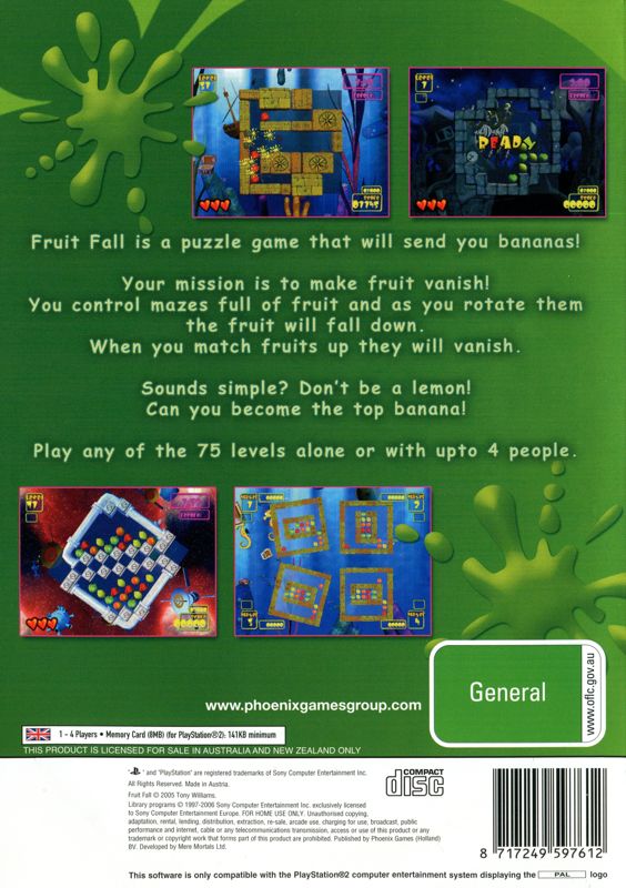 Back Cover for Fruit Fall (PlayStation 2)