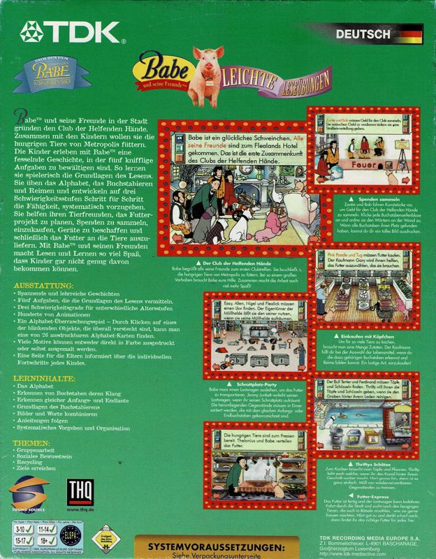 Back Cover for Babe and Friends: Animated Preschool Adventure (Macintosh and Windows)