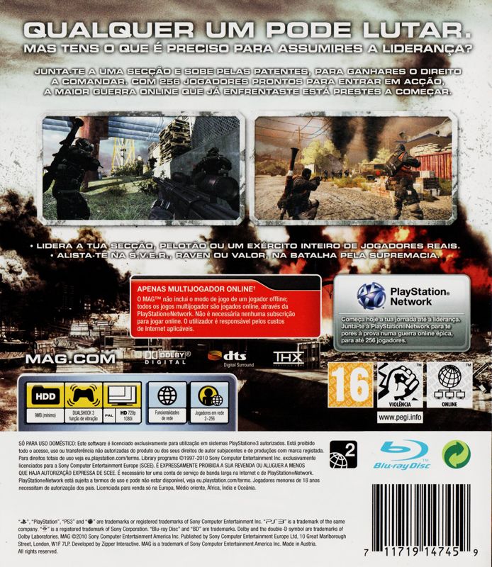 Back Cover for MAG (PlayStation 3)