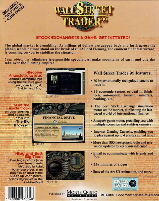 Back Cover for Wall $treet Trader 2000 (Windows)