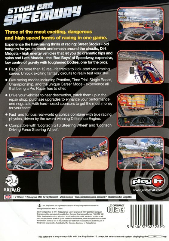 Back Cover for Saturday Night Speedway (PlayStation 2)