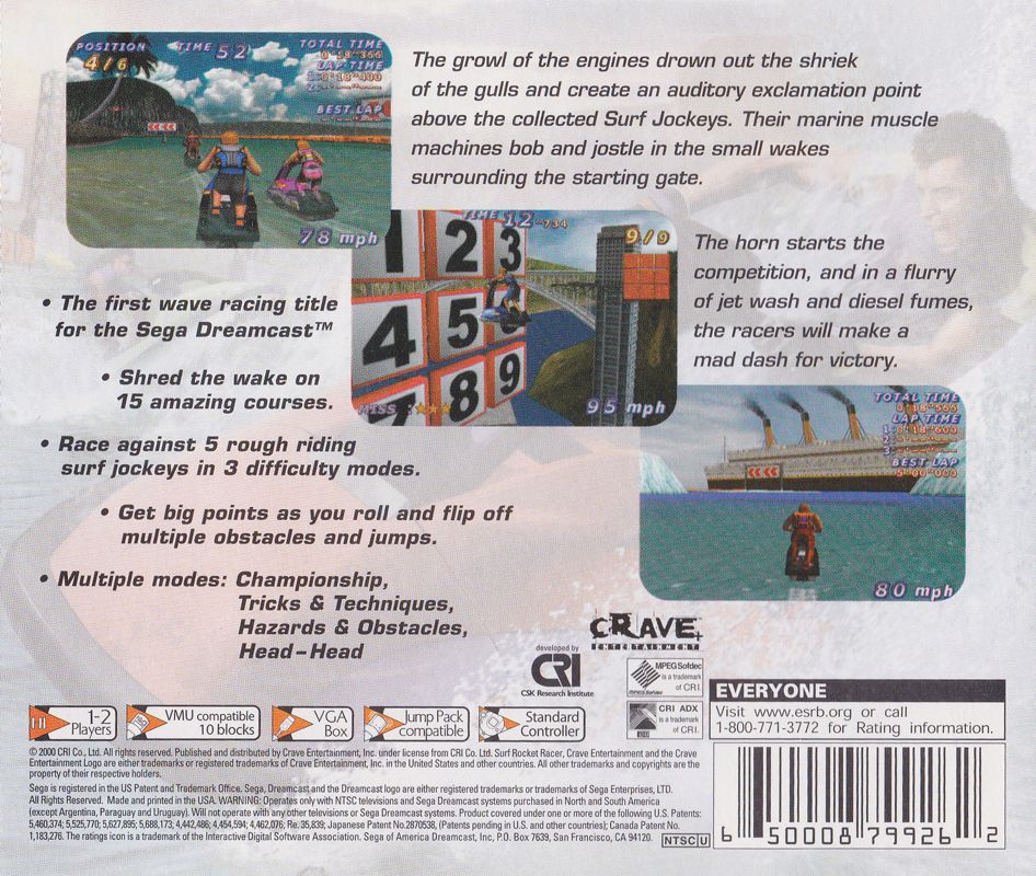 Back Cover for Surf Rocket Racers (Dreamcast)