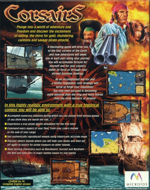 Back Cover for Corsairs: Conquest at Sea (Windows)