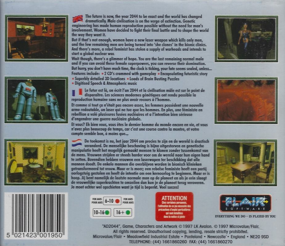 Other for A.D. 2044 (Windows): Back cover of jewel case