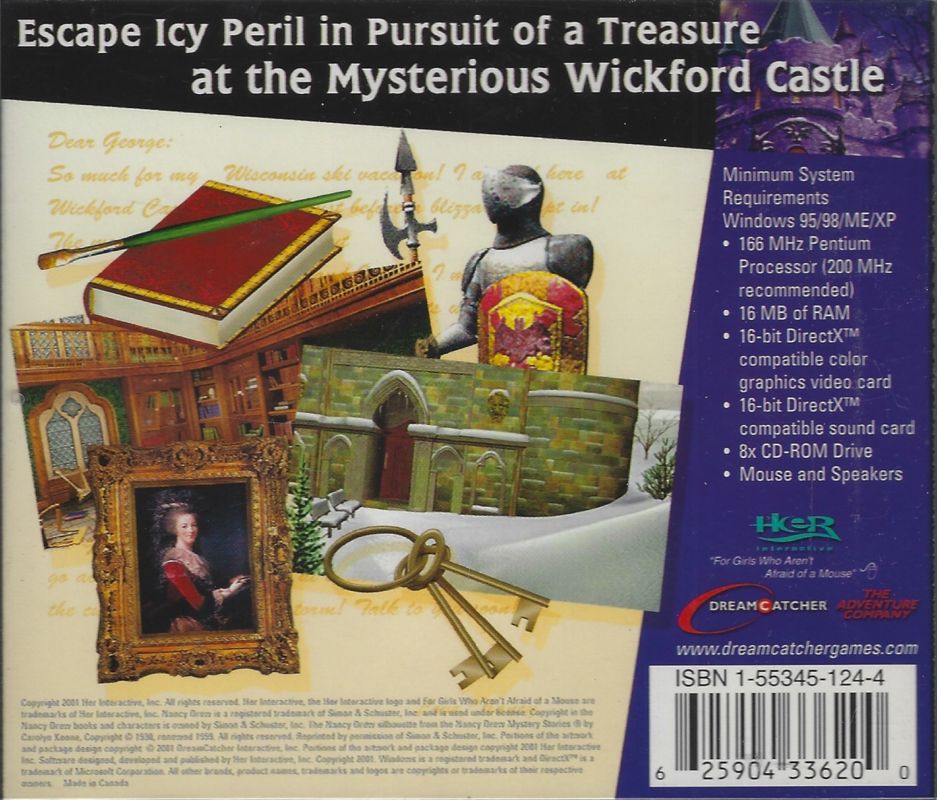 Other for Nancy Drew: Treasure in the Royal Tower (Windows): Back cover of jewel case