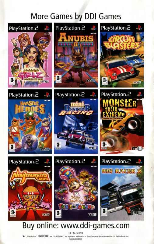Manual for Monster Trux Arenas: Special Edition (PlayStation 2) (2007 release): Back