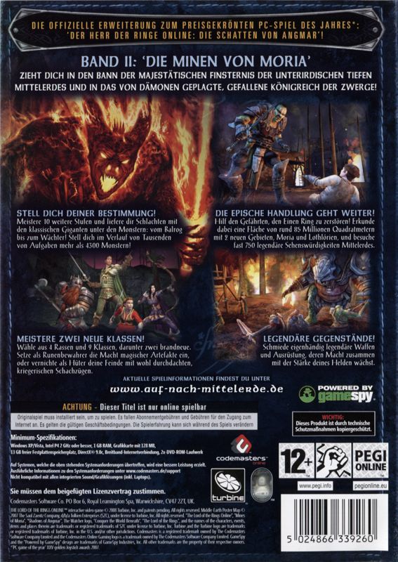 The Lord of the Rings Online: Mines of Moria cover or packaging ...