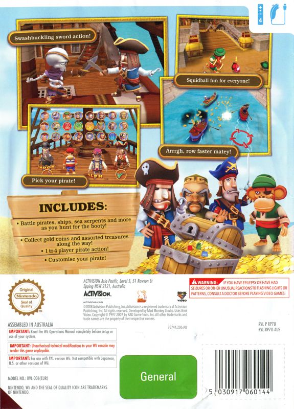 Back Cover for Pirates: Hunt for Blackbeard's Booty (Wii)