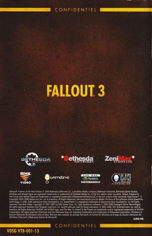 Manual for Fallout 3: Game of the Year Edition (Windows): Back (48-page)