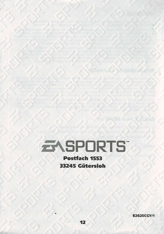 Reference Card for FIFA International Soccer (DOS) (CD-ROM Edition release): Back
