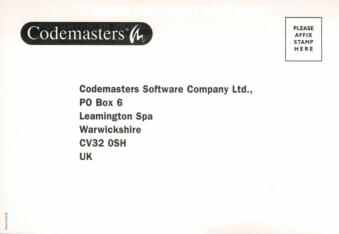 Extras for Colin McRae Rally (Windows) (Codemasters Classics release): Registration Card - Front
