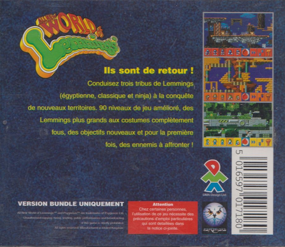 Back Cover for The Lemmings Chronicles (DOS) ("Version Bundle Uniquement")