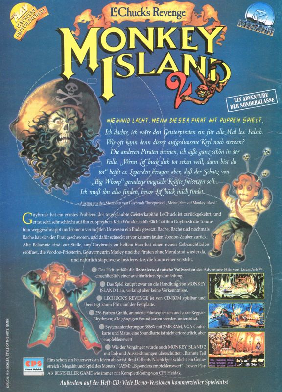 Back Cover for Monkey Island 2: LeChuck's Revenge (DOS) (Covermount BestSeller Games #07 (Second Edition))