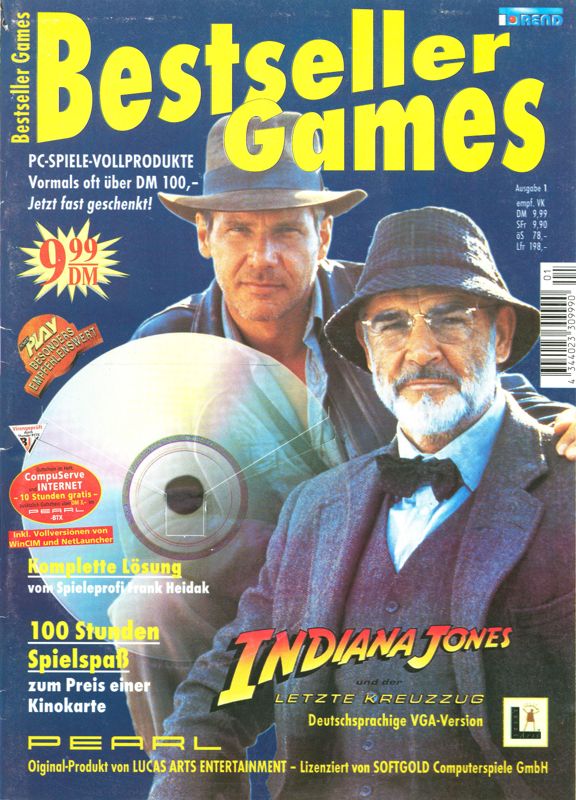 Front Cover for Indiana Jones and the Last Crusade: The Graphic Adventure (DOS) (Covermount BestSeller Games #01 (Second Edition))