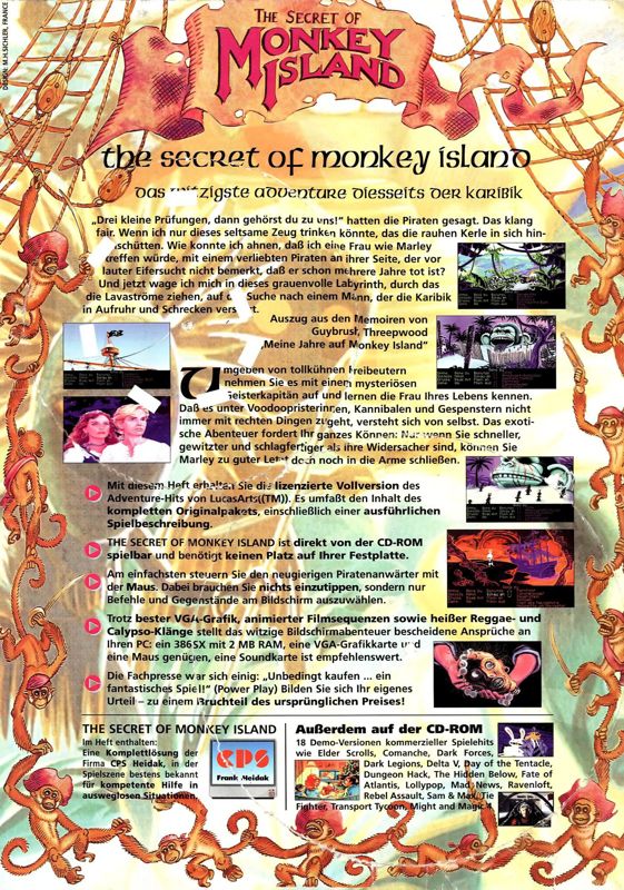 Back Cover for The Secret of Monkey Island (DOS) (Bestseller Games #2 covermount)