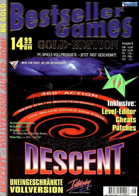 Front Cover for Descent (DOS) (Covermount BestSeller Games Gold Edition #08)