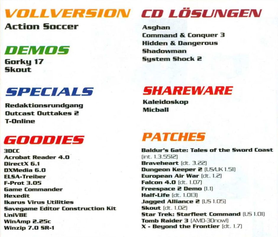 Back Cover for Action Soccer (DOS) (PC Joker 11/1999 Covermount Disk 2)